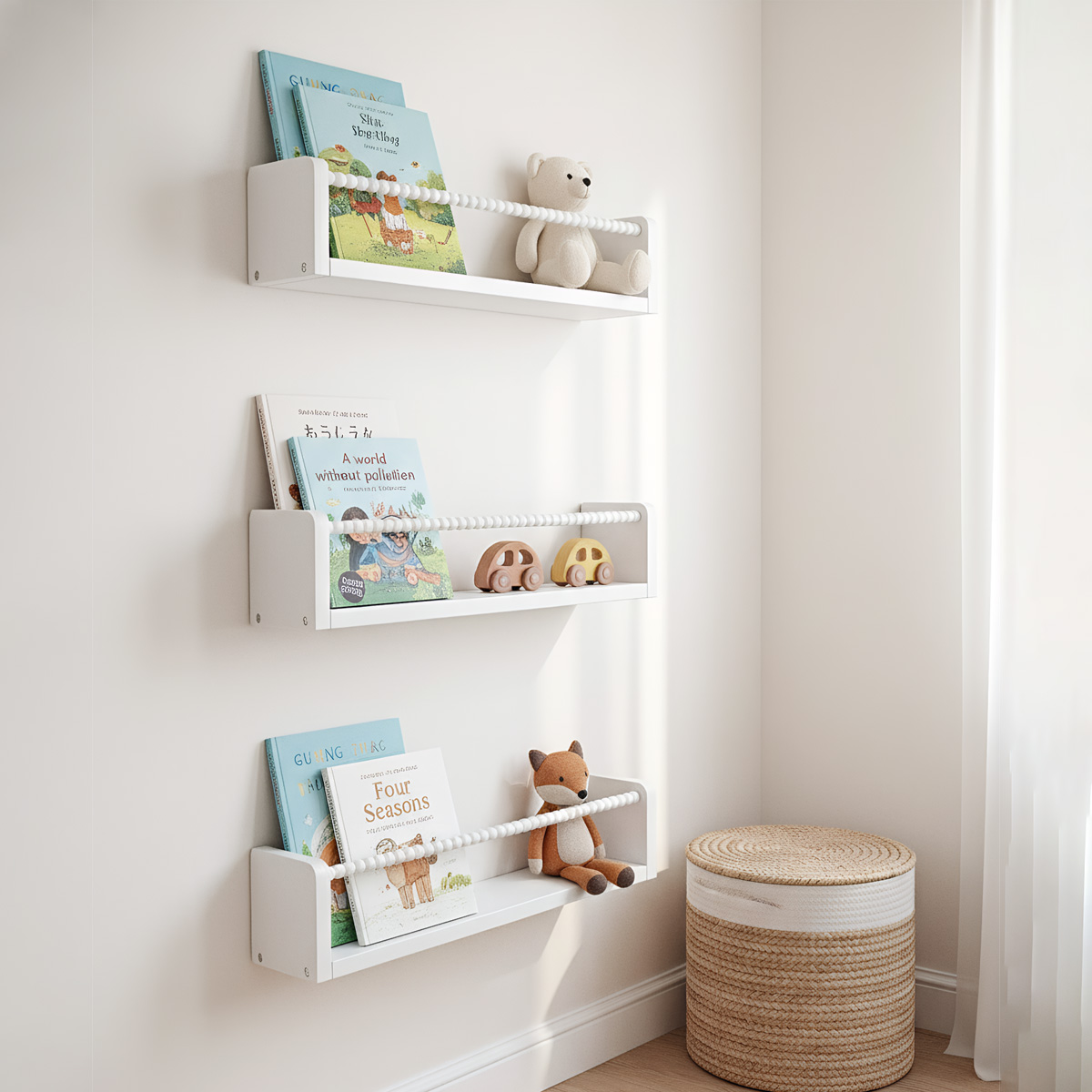 Baby Nursery Bookcase - Nursery Book Shelves ,15.7 Inch Wood