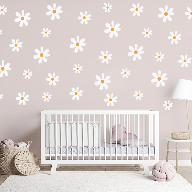 Baby Nursery Diy - Boho Daisy Flowers Wall Stickers for