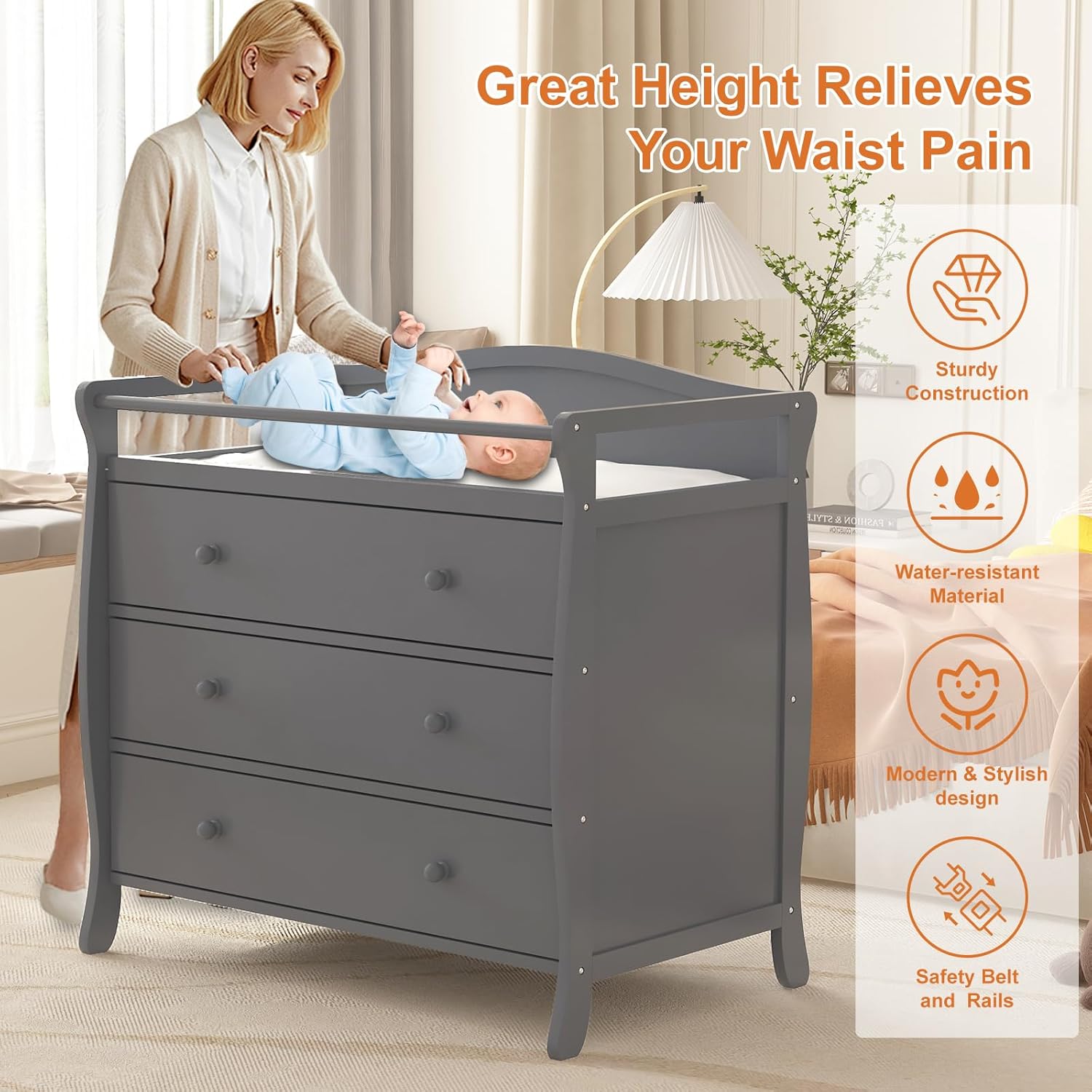 3 Drawers Baby Changing Table  - đánh giá và giá Baby Nursery Table