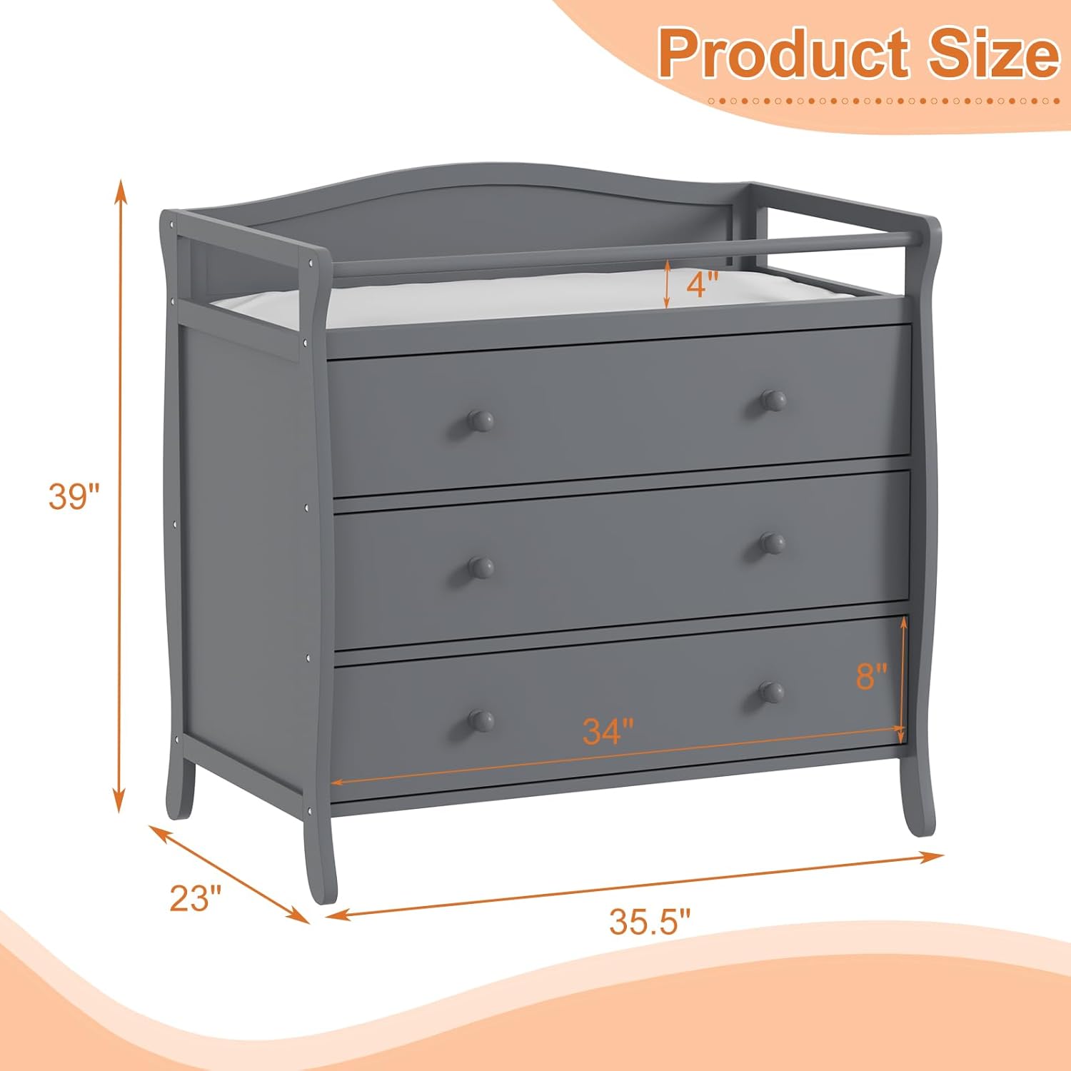 3 Drawers Baby Changing Table  - đánh giá và giá Baby Nursery Table
