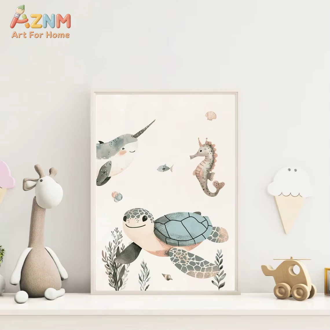 AZNM Watercolor Cute Ocean Ani - đánh giá và giá Animals Baby Nursery