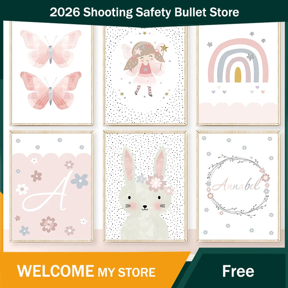 Cute Girl Rabbit Flower Butter - đánh giá và giá Baby Nursery Art