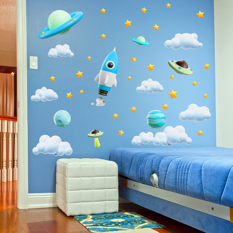 Blue Galaxy Space Rocket UFO W - đánh giá và giá Baby Nursery Diy