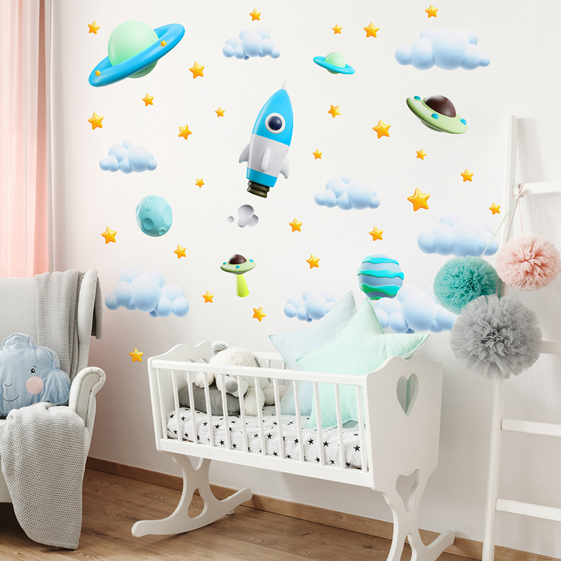Blue Galaxy Space Rocket UFO W - đánh giá và giá Baby Nursery Diy
