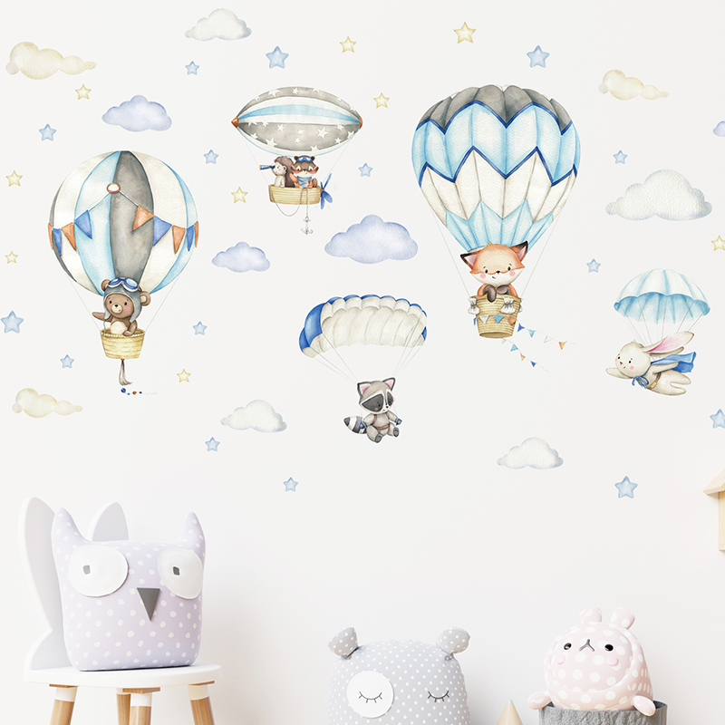 Cartoon Cute Animals Hot Air B - đánh giá và giá Baby Nursery Ideas