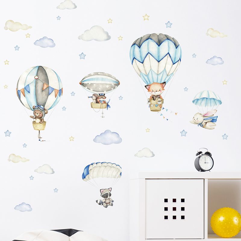 Cartoon Cute Animals Hot Air B - đánh giá và giá Baby Nursery Ideas