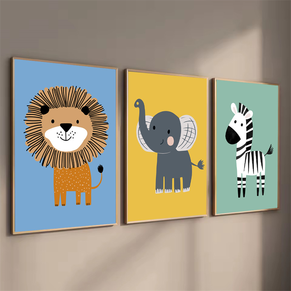 Cartoon Animal Lion Zebra Elep - đánh giá và giá Baby Nursery Animal Pictures