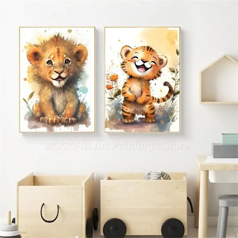 Watercolor Lion Giraffe Tiger  - đánh giá và giá Baby Nursery Animal Pictures