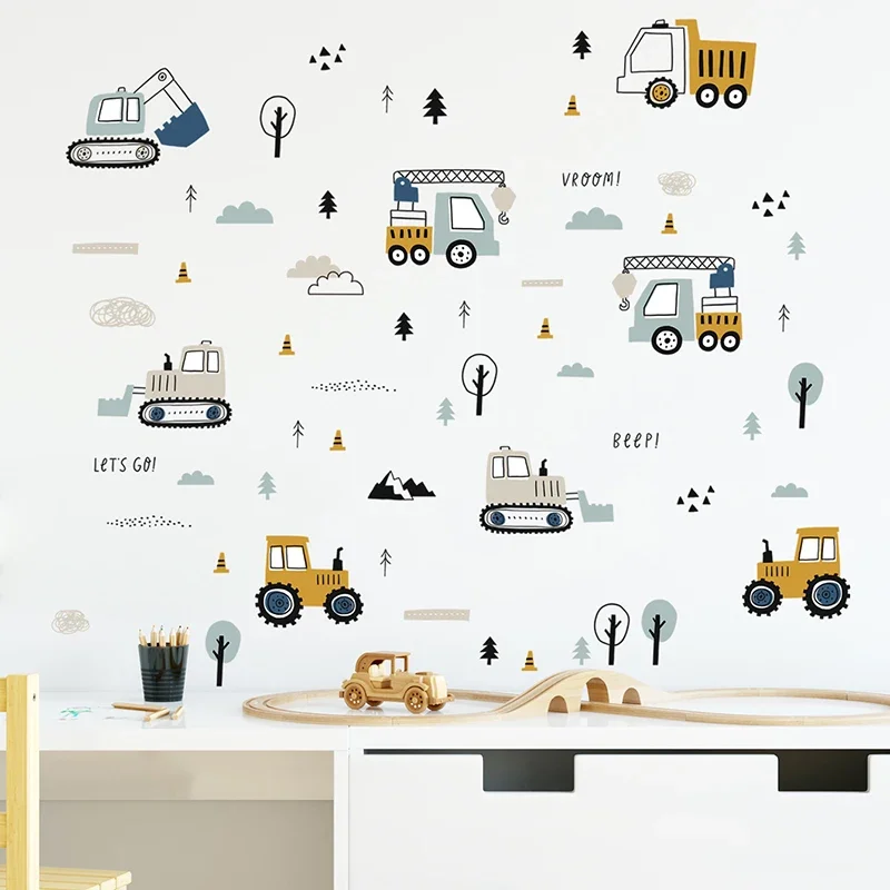 Hand Drawn Cute Cars Cargo Tru - đánh giá và giá Baby Nursery Ideas