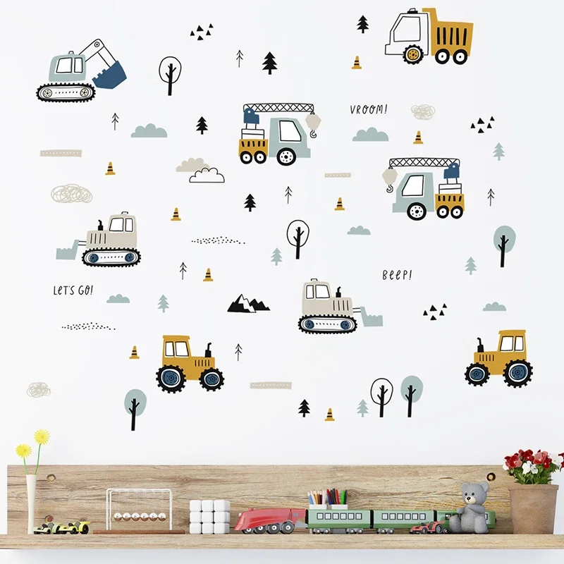Hand Drawn Cute Cars Cargo Tru - đánh giá và giá Baby Nursery Ideas
