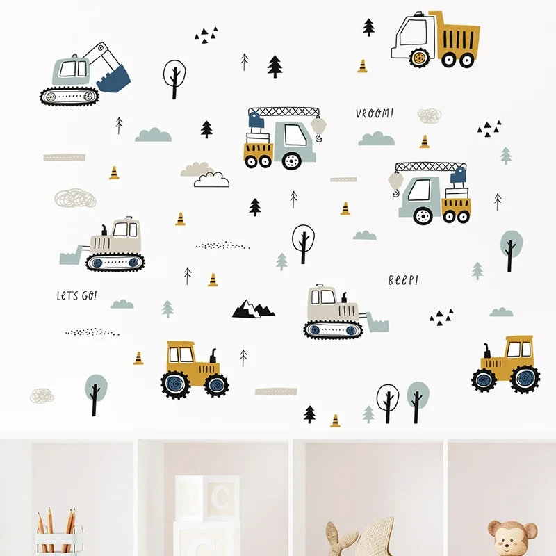 Hand Drawn Cute Cars Cargo Tru - đánh giá và giá Baby Nursery Ideas