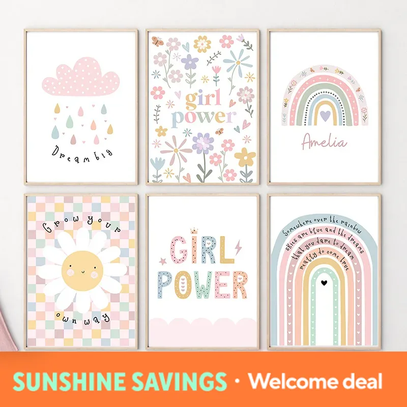 Sun Flower Rainbow Cloud Heart - đánh giá và giá Baby Nursery Art