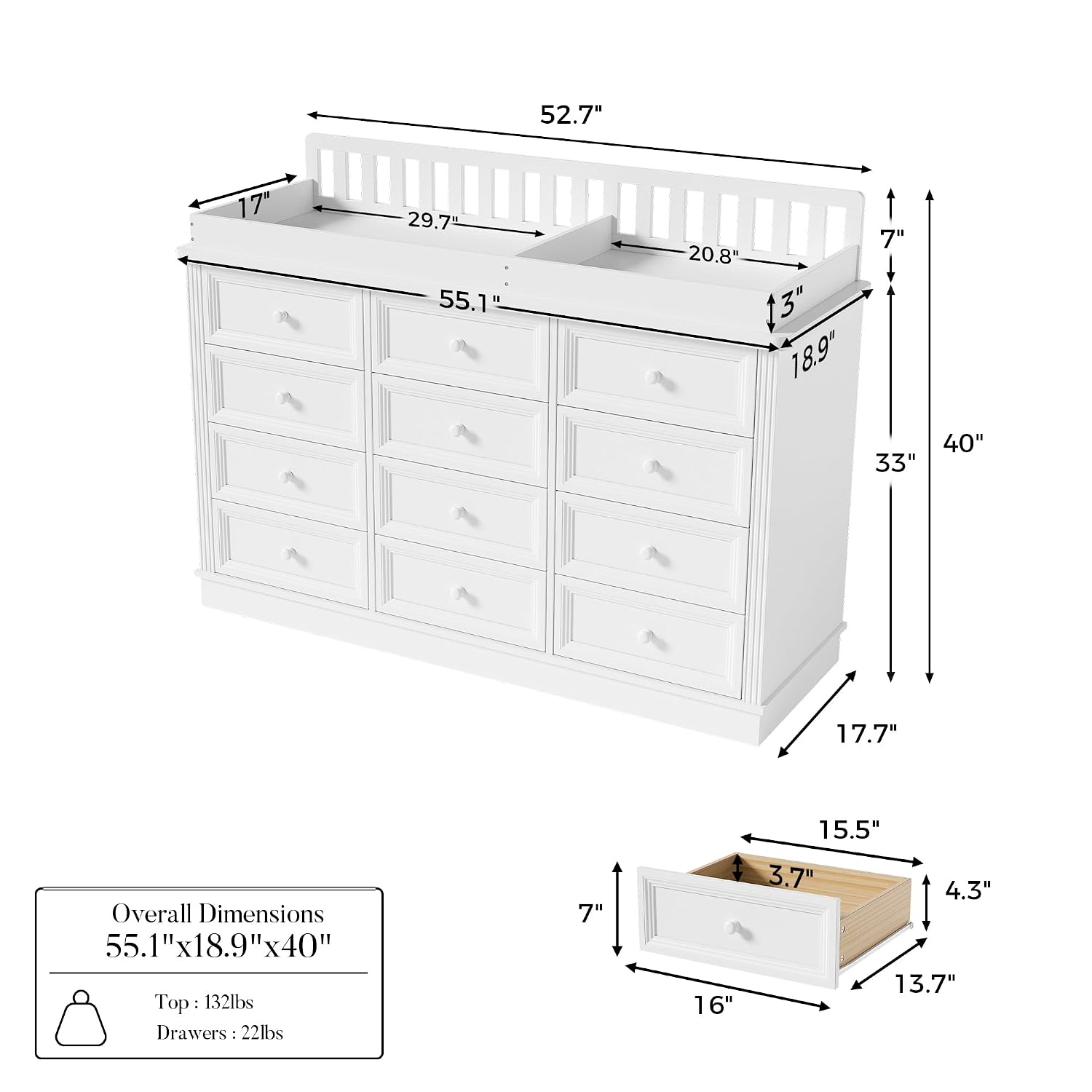Baby Changing Table Dresser, 1 - đánh giá và giá Baby Nursery Table