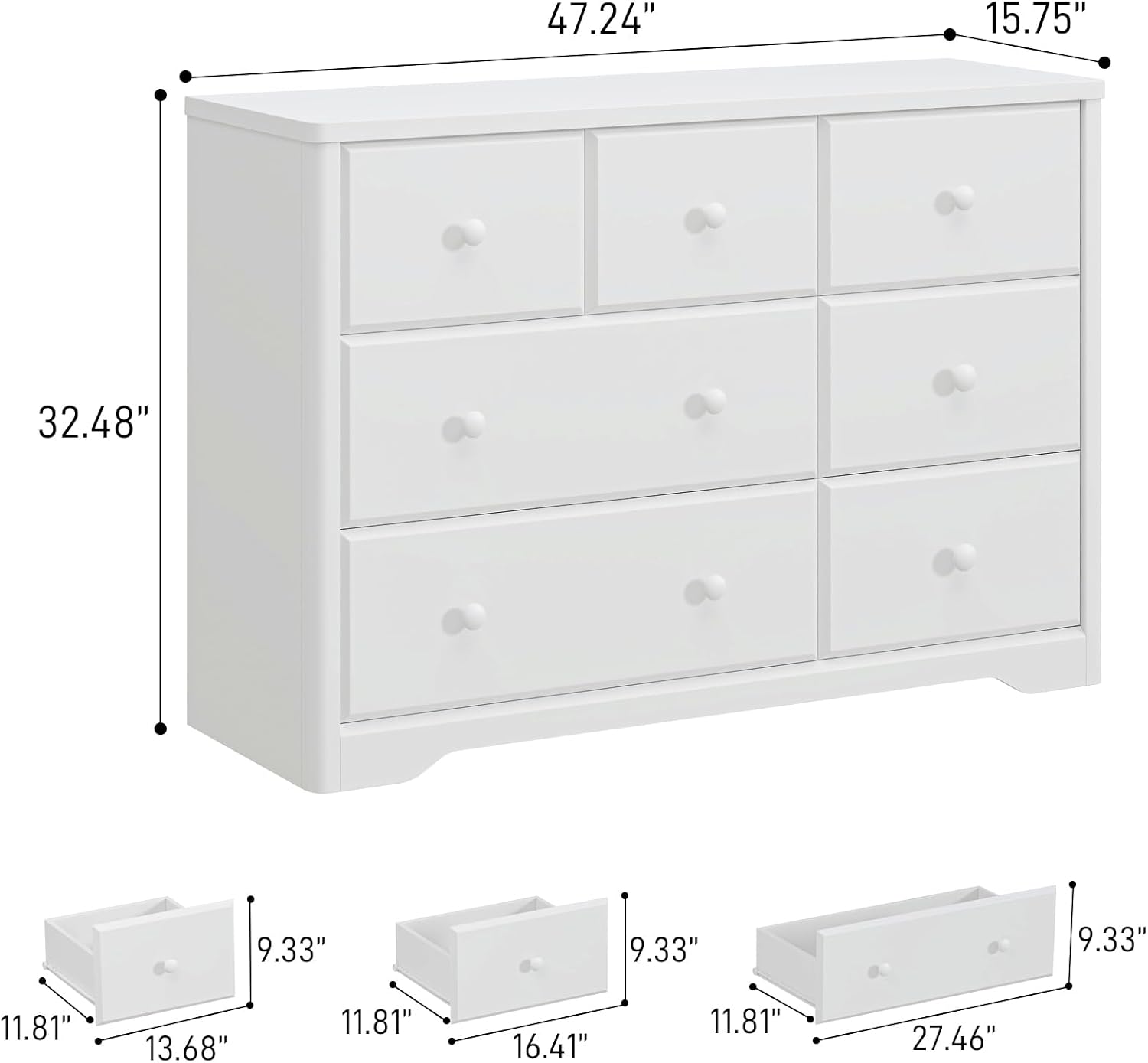 Dresser Cabinet 7 Drawers Kids - đánh giá và giá Baby Nursery Dresser