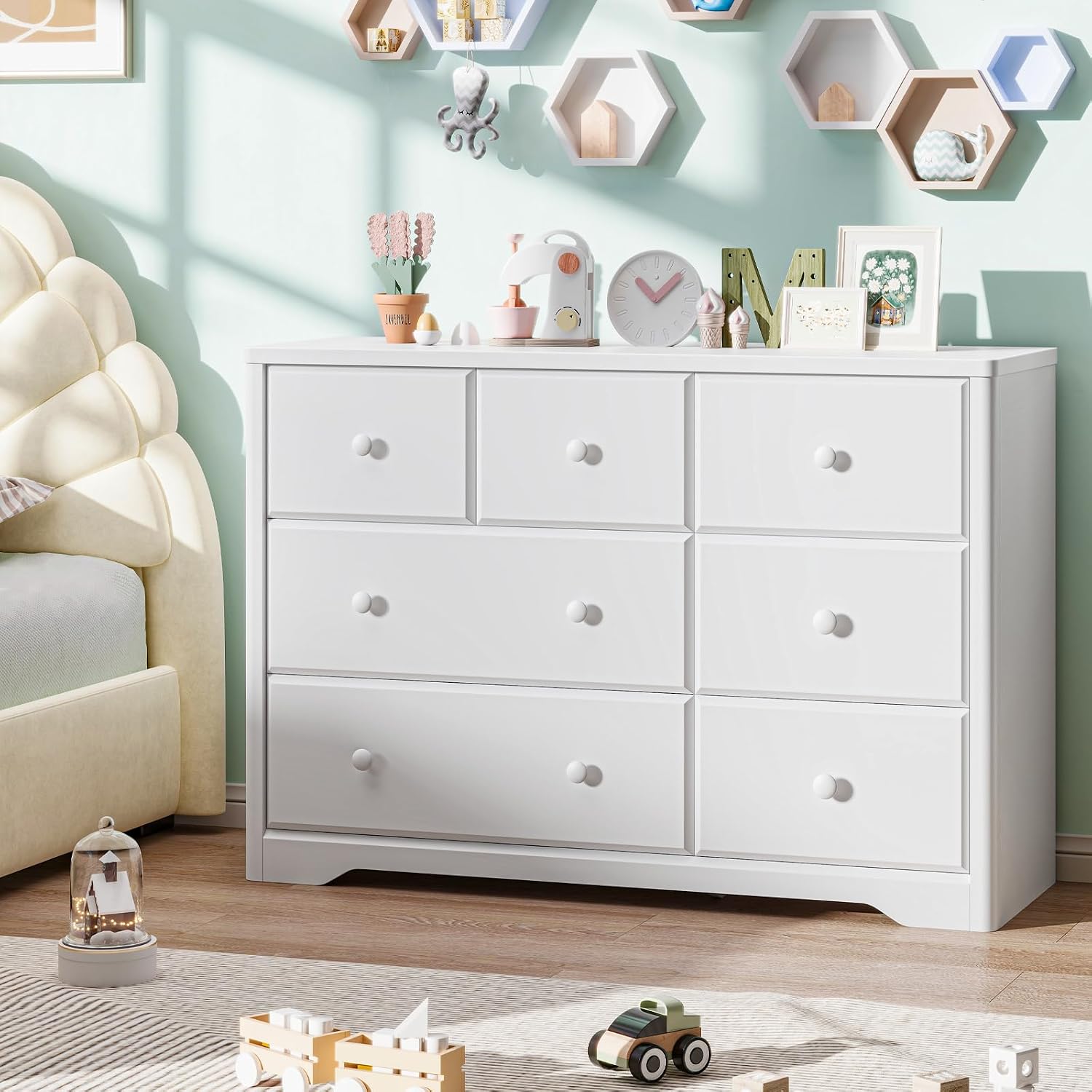 Dresser Cabinet 7 Drawers Kids - đánh giá và giá Baby Nursery Dresser