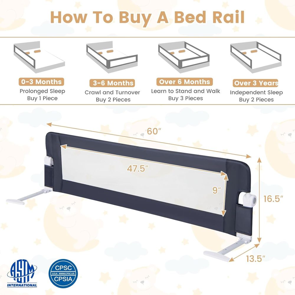 60-Inch Extra Long Portable Sw - đánh giá và giá Bed Rail Toddler