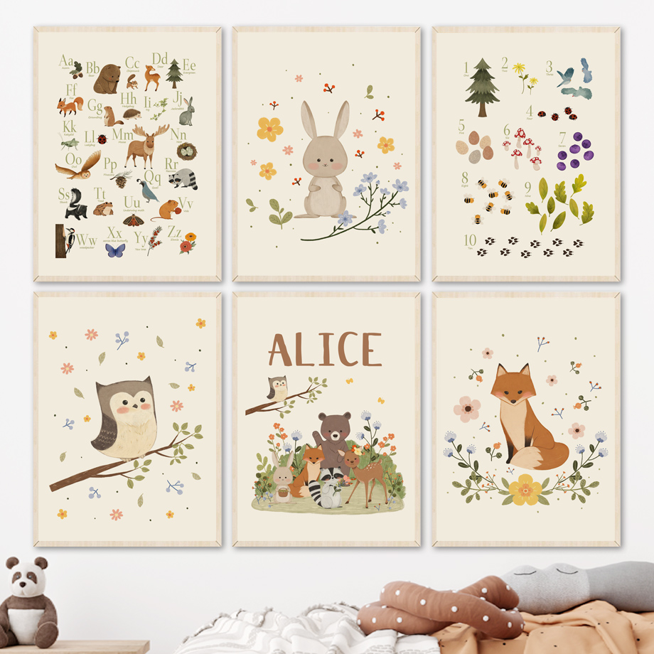 1pc frameless Cute Rabbit Fox  - đánh giá và giá Baby Nursery Animal Pictures
