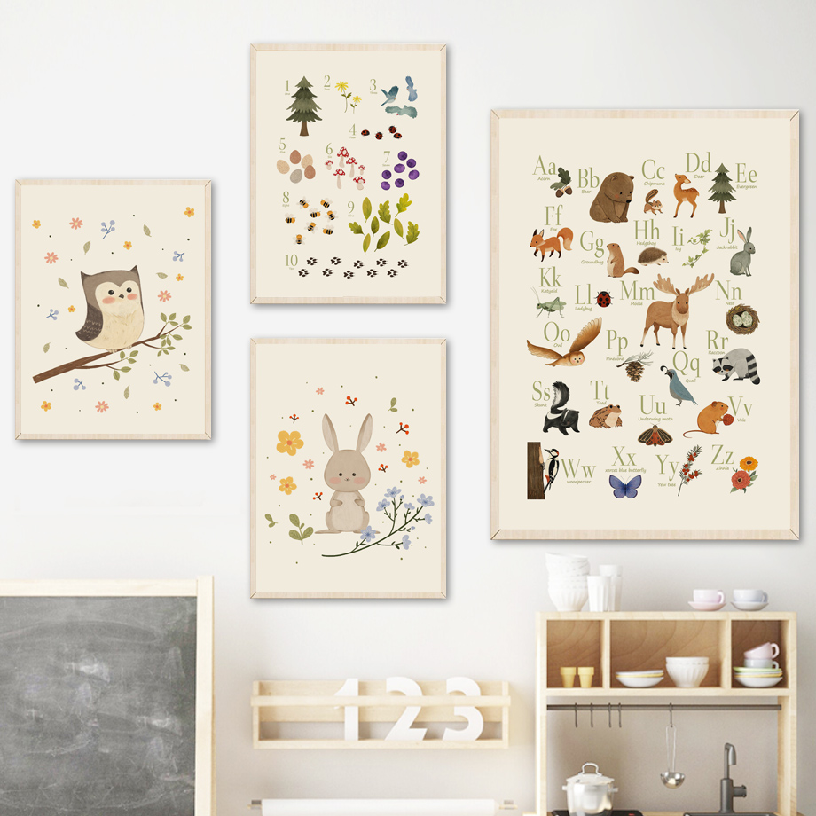 1pc frameless Cute Rabbit Fox  - đánh giá và giá Baby Nursery Animal Pictures