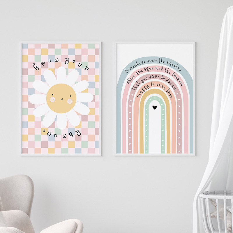 Sun Flower Rainbow Cloud Heart - đánh giá và giá Baby Nursery Art