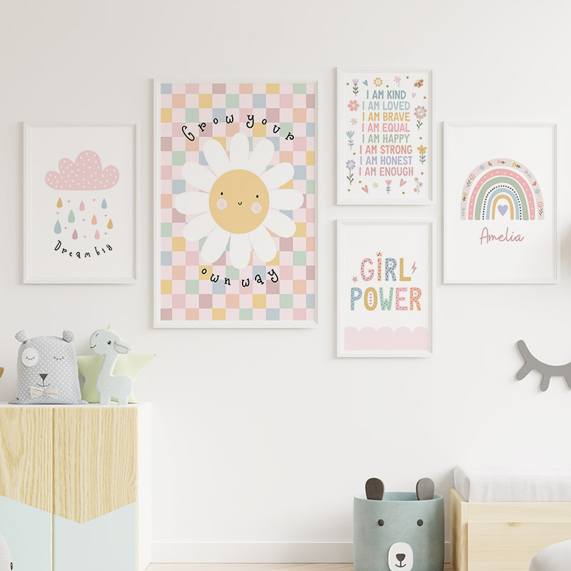 Sun Flower Rainbow Cloud Heart - đánh giá và giá Baby Nursery Art